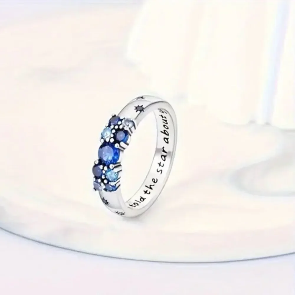 Sterling Silver 925 Ring with blue Crystal star designs